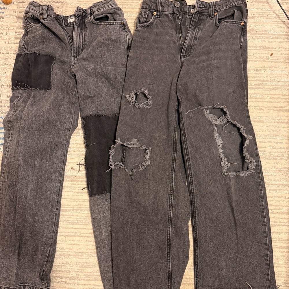 Bundle Garage Black and Gray Distressed Jeans